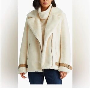 Lauren Ralph Lauren Asymmetric Faux Fur Moto Coat